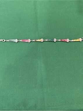 Multicolor Inlay Silver Bracelet 123B